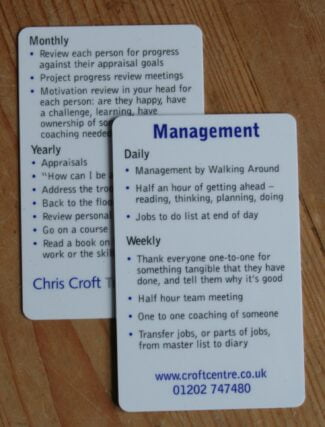 Management Daily Weekly Monthly tasks card